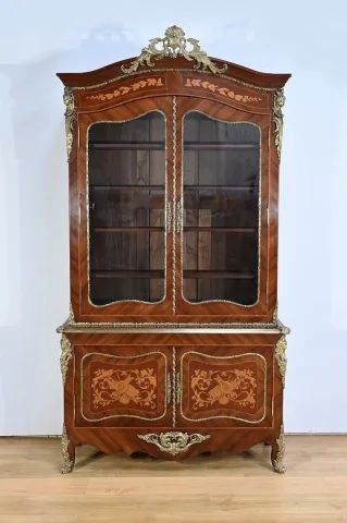 Bibliothèque Deux-Corps en Palissandre et Marqueterie, style Louis XV - Fin XIXe