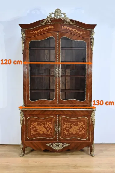 Bibliothèque Deux-Corps en Palissandre et Marqueterie, style Louis XV - Fin XIXe
