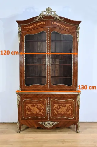 Bibliothèque Deux-Corps en Palissandre et Marqueterie, style Louis XV - Fin XIXe
