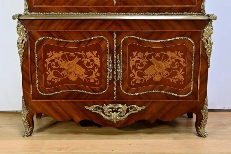Bibliothèque Deux-Corps en Palissandre et Marqueterie, style Louis XV - Fin XIXe