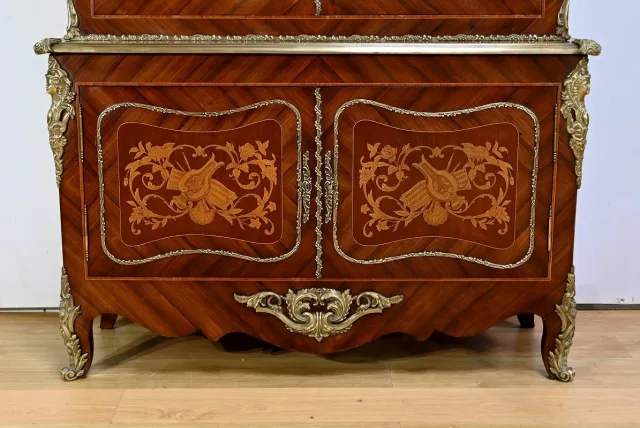 Bibliothèque Deux-Corps en Palissandre et Marqueterie, style Louis XV - Fin XIXe