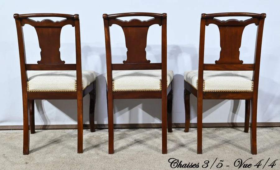 Suite de 5 Chaises en Acajou de Cuba, époque Restauration – Début XIXe