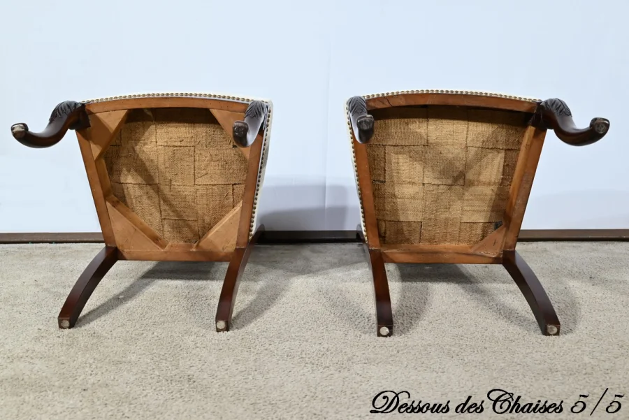 Suite de 5 Chaises en Acajou de Cuba, époque Restauration – Début XIXe
