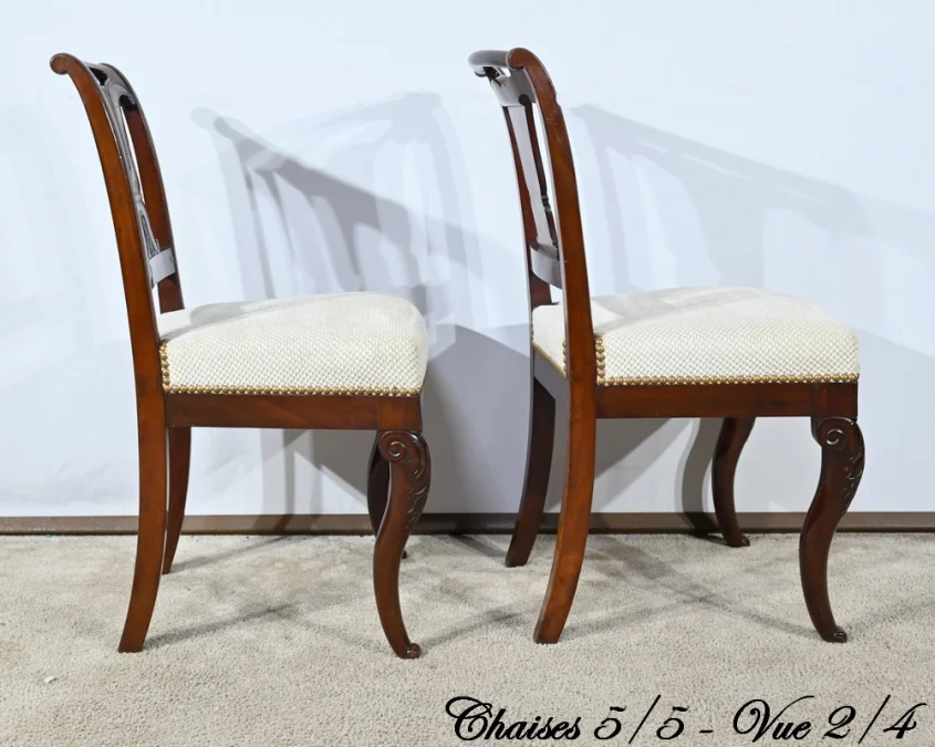 Suite de 5 Chaises en Acajou de Cuba, époque Restauration – Début XIXe