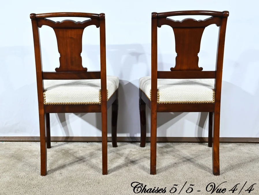 Suite de 5 Chaises en Acajou de Cuba, époque Restauration – Début XIXe