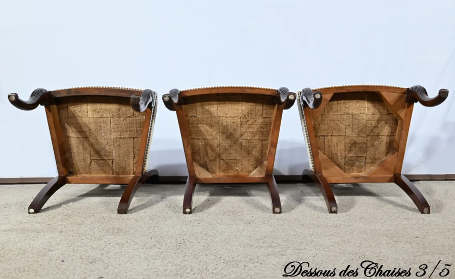 Suite de 5 Chaises en Acajou de Cuba, époque Restauration – Début XIXe