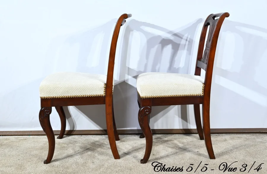 Suite de 5 Chaises en Acajou de Cuba, époque Restauration – Début XIXe