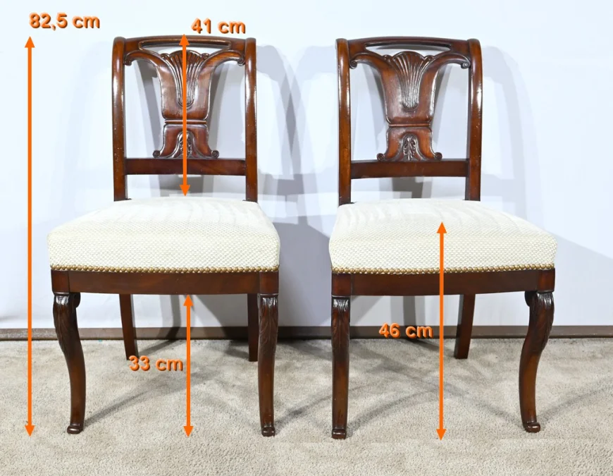 Suite de 5 Chaises en Acajou de Cuba, époque Restauration – Début XIXe