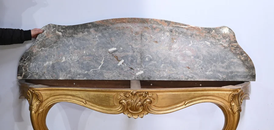 Importante Console d'Applique en Bois Doré, style Louis XV - Début XXe