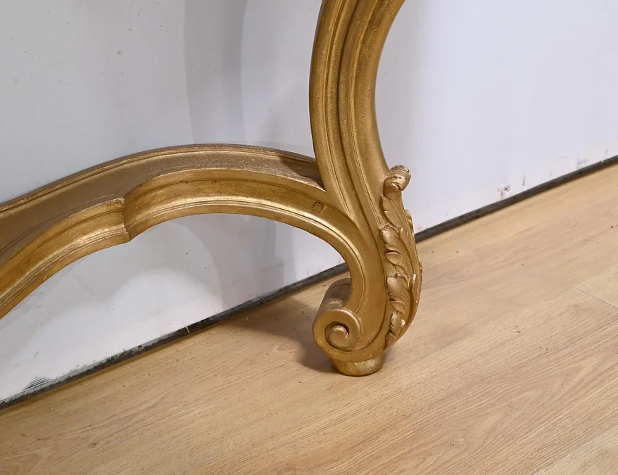 Importante Console d'Applique en Bois Doré, style Louis XV - Début XXe