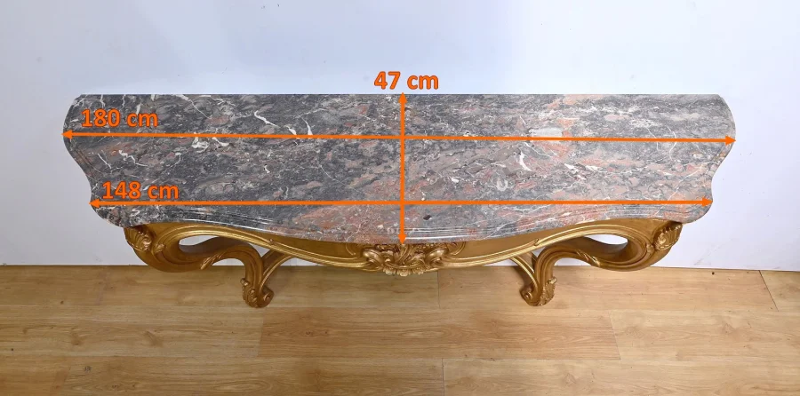 Importante Console d'Applique en Bois Doré, style Louis XV - Début XXe
