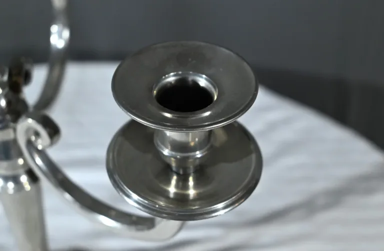 Paire de Candélabres en Étain, « Le Lingot » – Milieu XXe