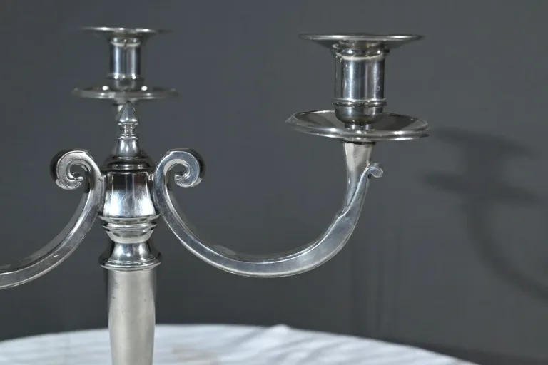 Paire de Candélabres en Étain, « Le Lingot » – Milieu XXe