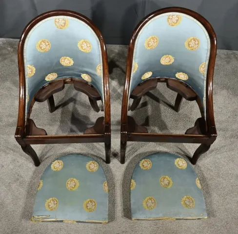 Paire de Chaises Gondoles en Acajou, époque Restauration - 1ère partie XIXe
