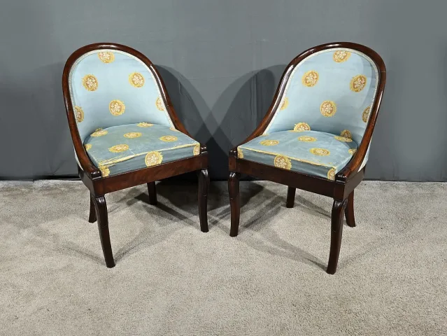 Paire de Chaises Gondoles en Acajou, époque Restauration - 1ère partie XIXe
