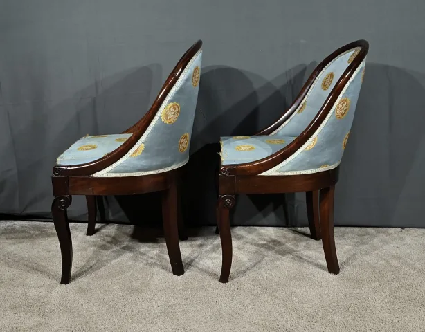 Paire de Chaises Gondoles en Acajou, époque Restauration - 1ère partie XIXe
