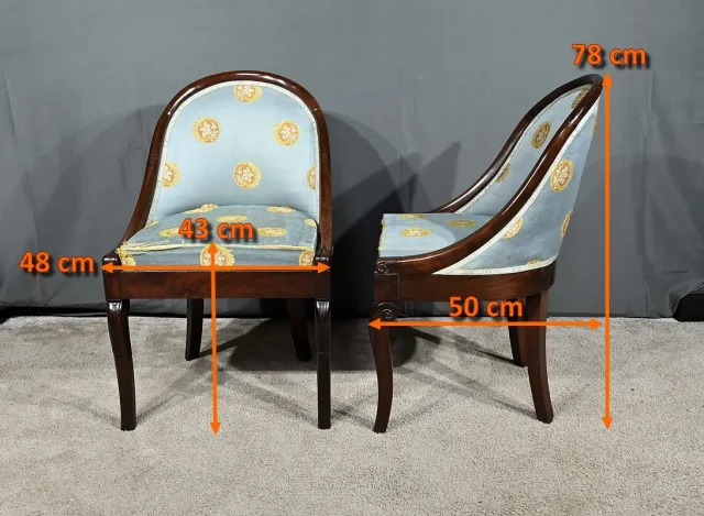 Paire de Chaises Gondoles en Acajou, époque Restauration - 1ère partie XIXe