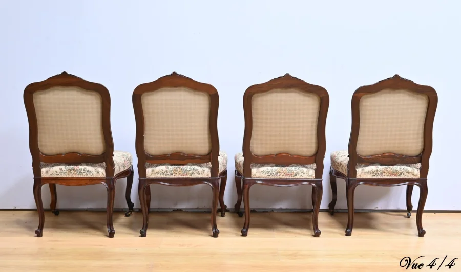 Suite de 4 Chaises en Palissandre, style Louis XV, époque Napoléon III – Milieu XIXe