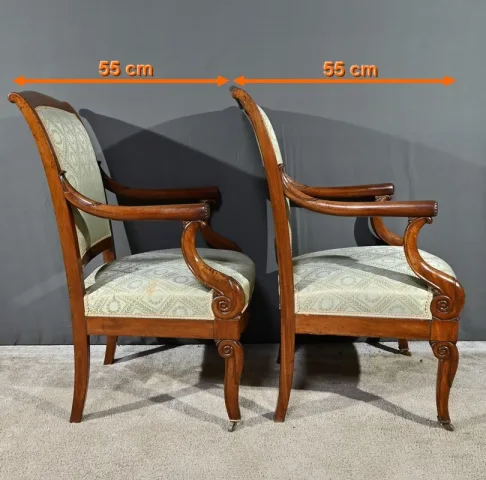 Paire de Fauteuils à Crosses en Acajou, époque Restauration – Début XIXe