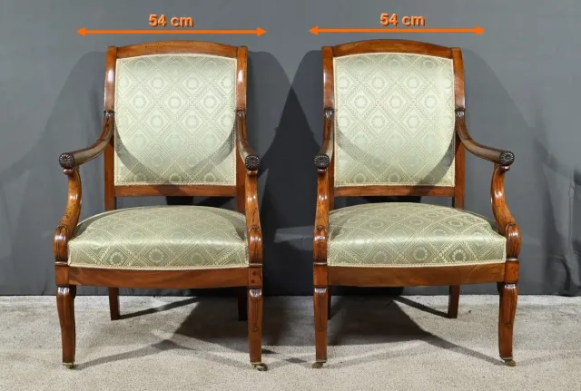 Paire de Fauteuils à Crosses en Acajou, époque Restauration – Début XIXe