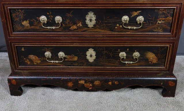Cabinet Chinois en Bois laqué et Bois peint - Début XXe