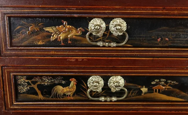 Cabinet Chinois en Bois laqué et Bois peint - Début XXe
