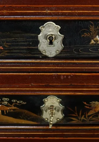 Cabinet Chinois en Bois laqué et Bois peint - Début XXe