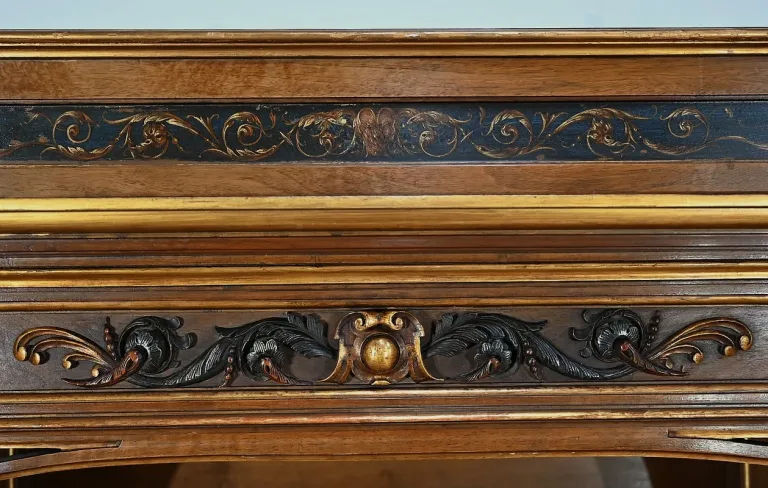 Rares Cabinet de Travail et Bureau en Noyer, Renaissance Italienne - 1900