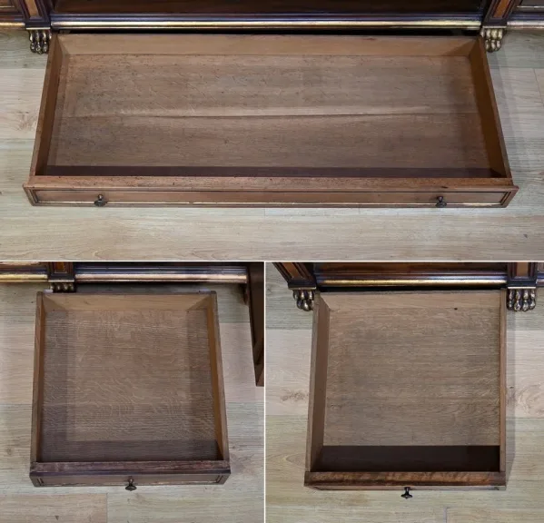 Rares Cabinet de Travail et Bureau en Noyer, Renaissance Italienne - 1900