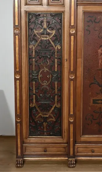 Rares Cabinet de Travail et Bureau en Noyer, Renaissance Italienne - 1900