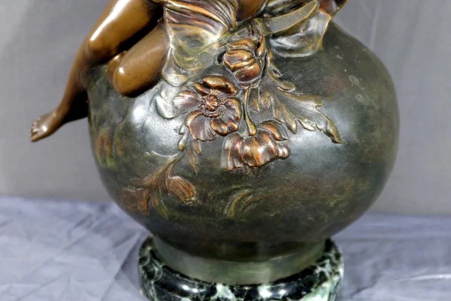 PAIR OF SPELTER VASES signed L. MOREAU