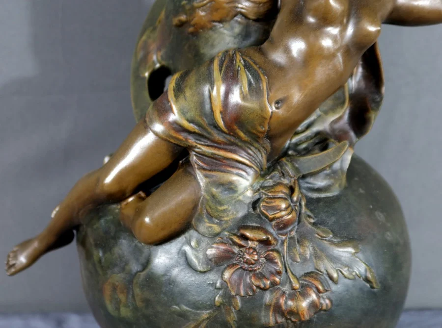 PAIR OF SPELTER VASES signed L. MOREAU