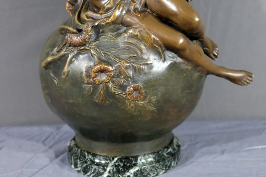 PAIR OF SPELTER VASES signed L. MOREAU