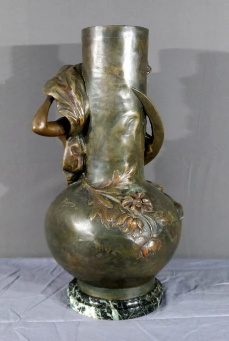 PAIR OF SPELTER VASES signed L. MOREAU