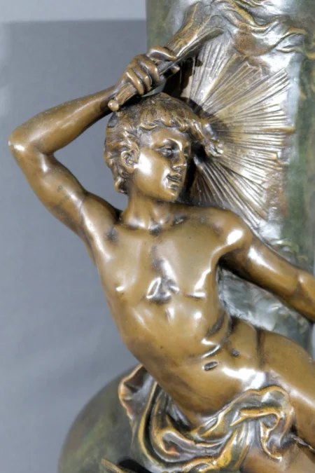 PAIR OF SPELTER VASES signed L. MOREAU