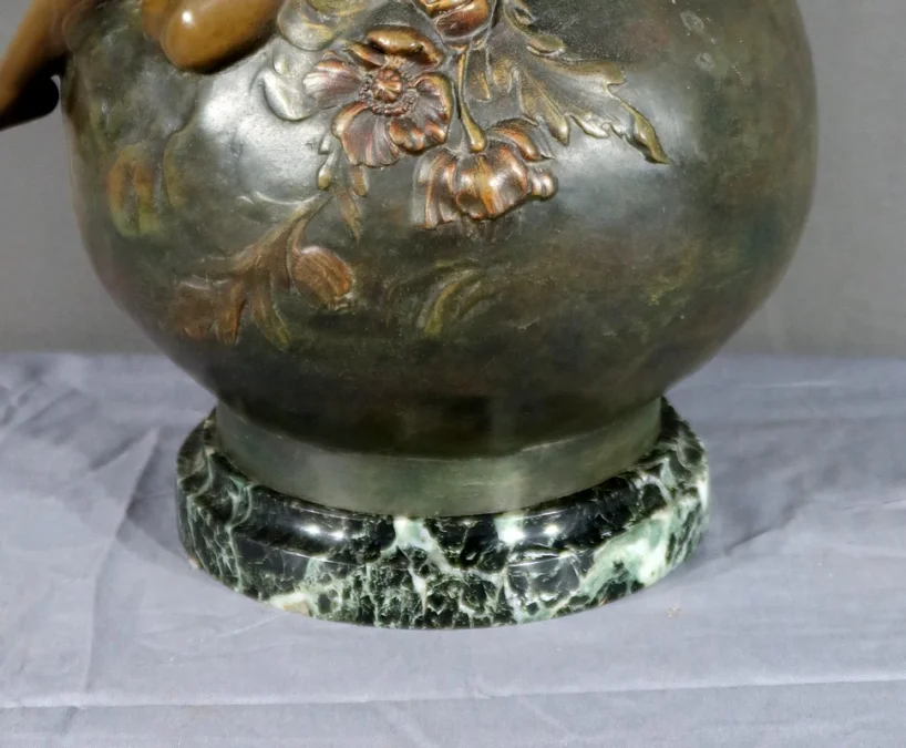 PAIR OF SPELTER VASES signed L. MOREAU