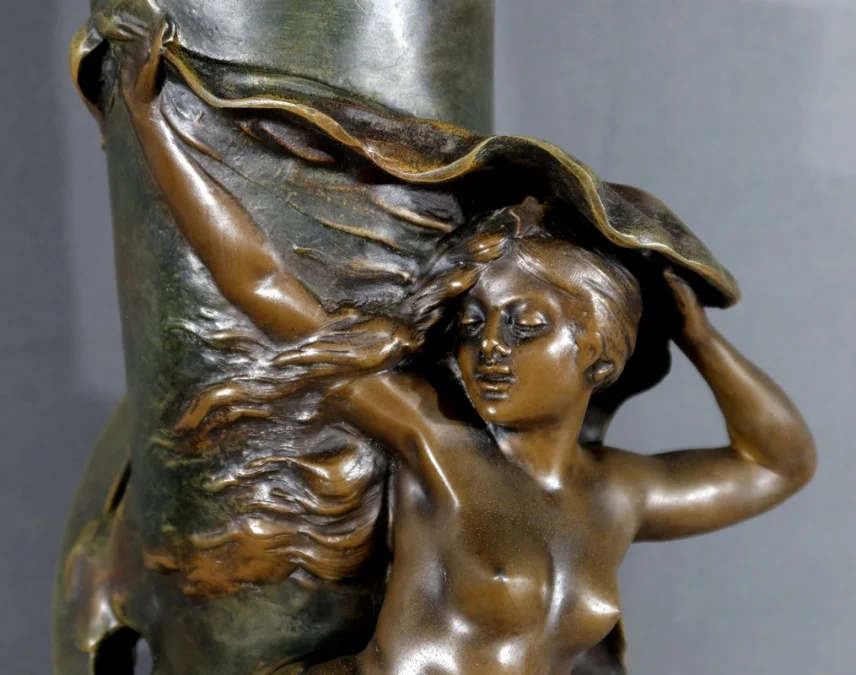 PAIR OF SPELTER VASES signed L. MOREAU