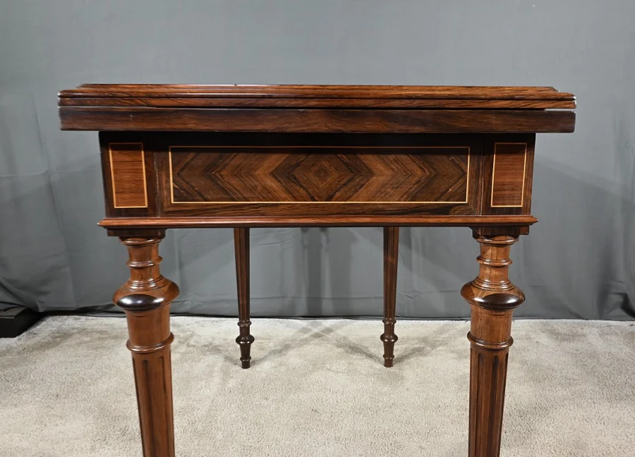 Table à Système en Marqueterie, style Louis XVI – 2ème moitié XIXe