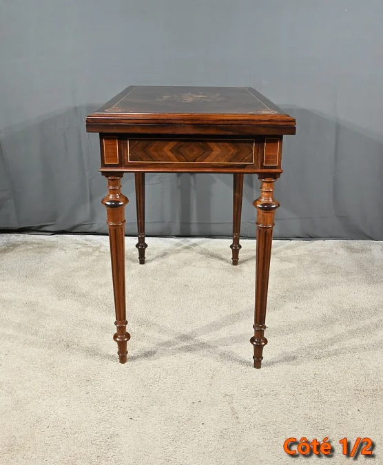 Table à Système en Marqueterie, style Louis XVI – 2ème moitié XIXe