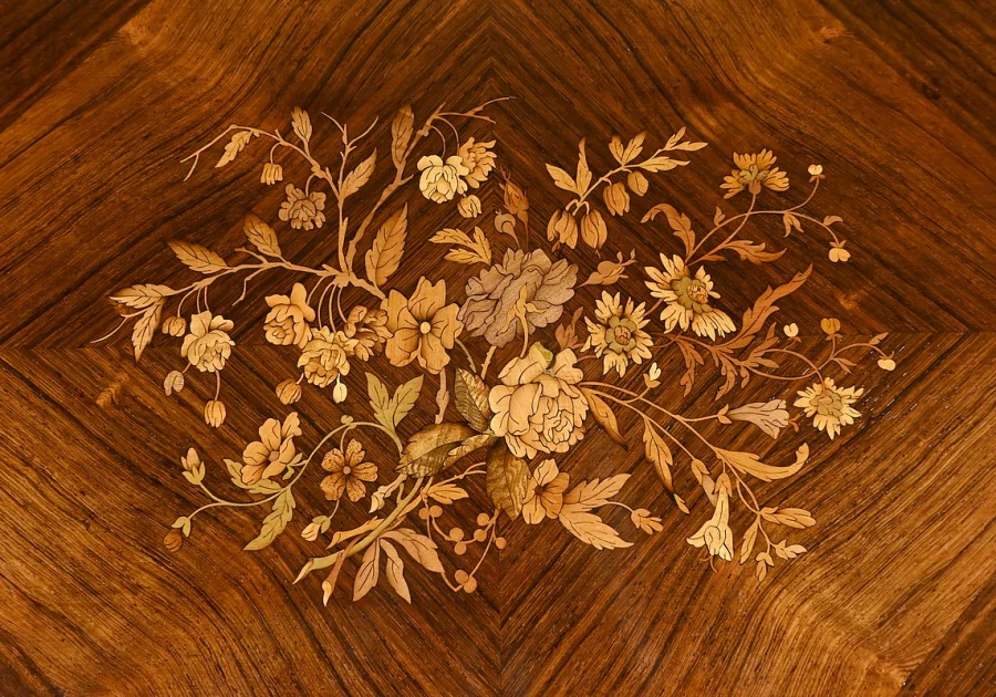 Table à Système en Marqueterie, style Louis XVI – 2ème moitié XIXe