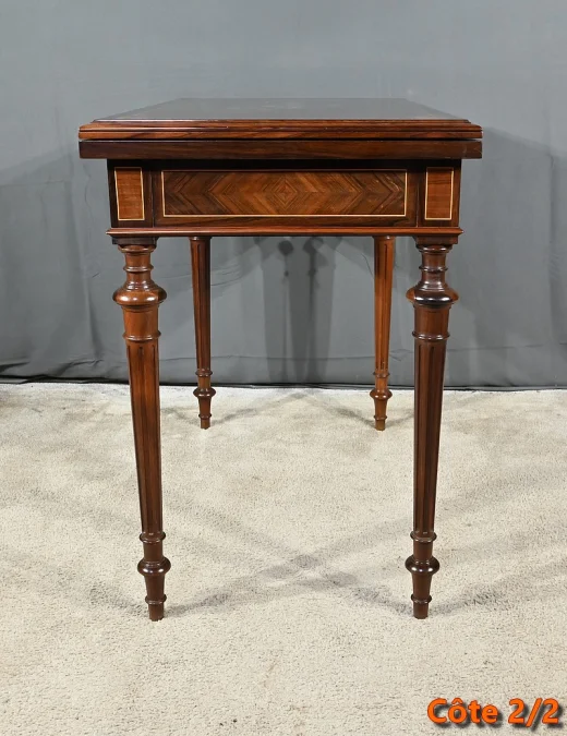 Table à Système en Marqueterie, style Louis XVI – 2ème moitié XIXe