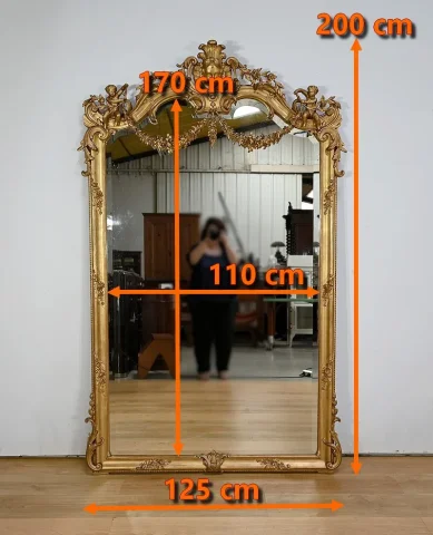 Important Miroir en Bois Doré, style Louis XIV / Louis XV, époque Napoléon III – Milieu XIXe
