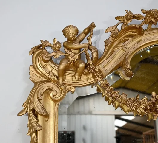 Important Miroir en Bois Doré, style Louis XIV / Louis XV, époque Napoléon III – Milieu XIXe
