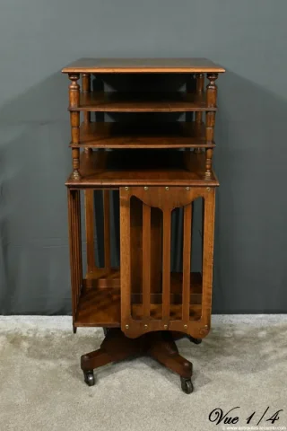 Bibliothèque Tournante en Noyer, estampillée G.Lancelin – 1900
