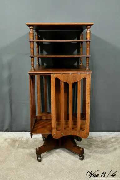 Bibliothèque Tournante en Noyer, estampillée G.Lancelin – 1900