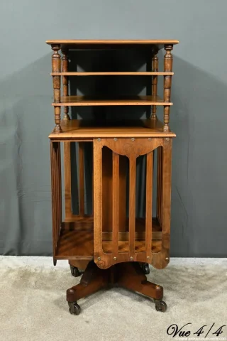 Bibliothèque Tournante en Noyer, estampillée G.Lancelin – 1900