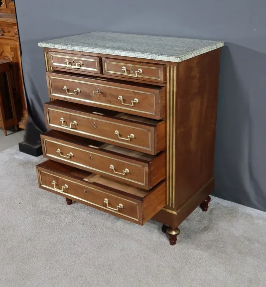 Commode Chiffonnière en Acajou, style Louis XVI – Milieu XXe