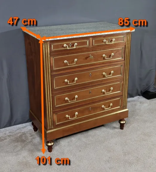 Commode Chiffonnière en Acajou, style Louis XVI – Milieu XXe