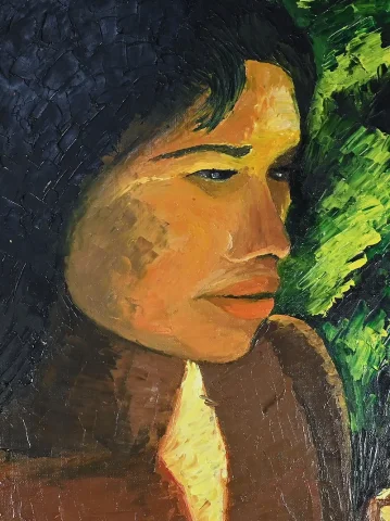 Importante Huile sur Toile « La Tahitienne », signée Morillon – 1985