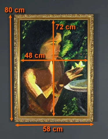 Importante Huile sur Toile « La Tahitienne », signée Morillon – 1985